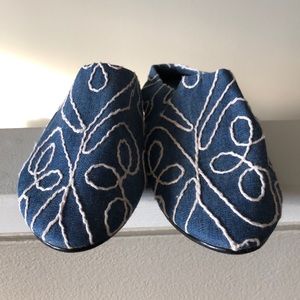 Urban Outfitters Denim Embroidered Mules